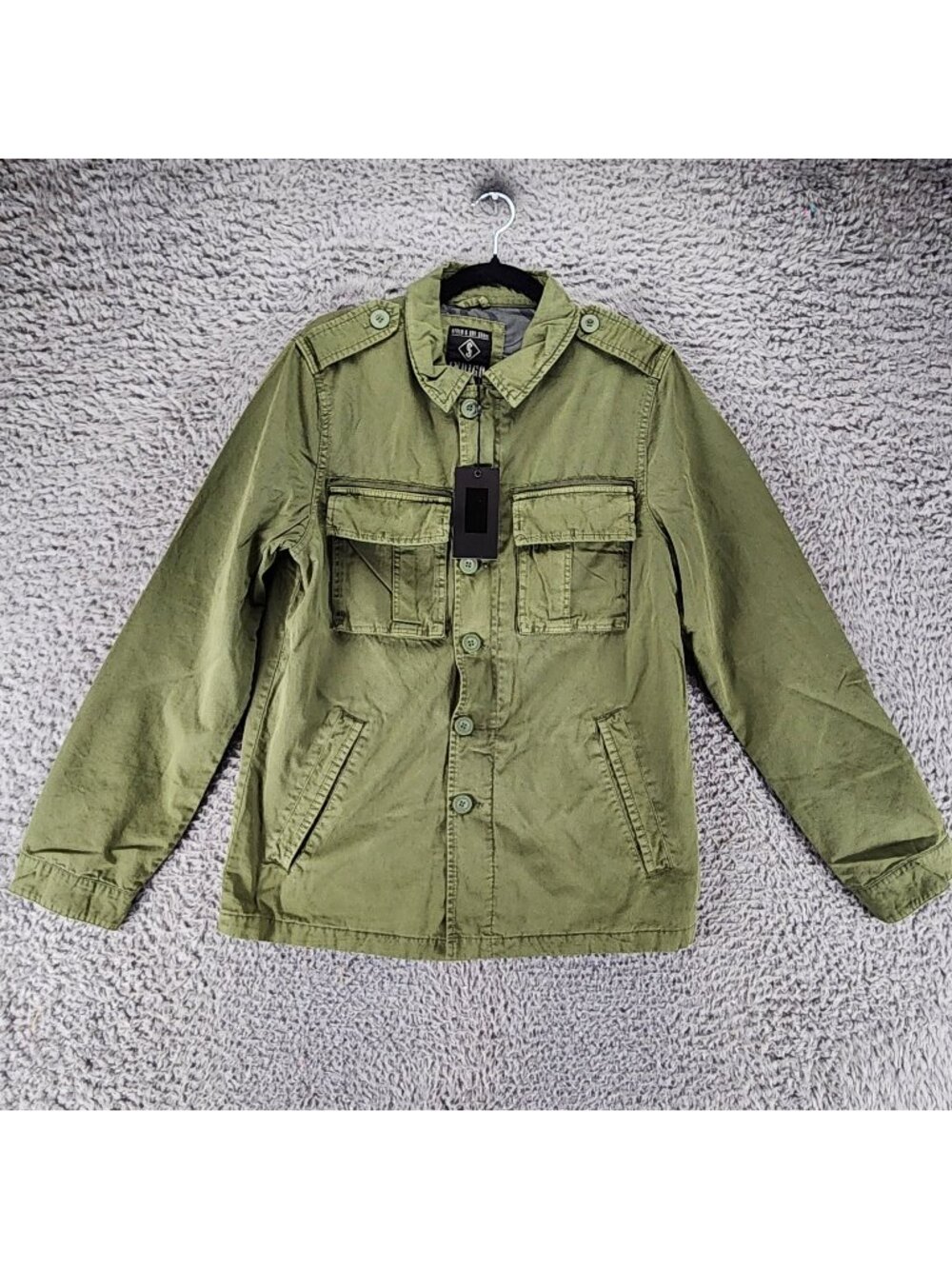 Indigo Star Jacket Mens Small Green Long Sleeve Button Up Military Field *NWT*
